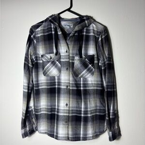 Women’s Size S 4/6 Carhartt Button Down Hooded Shirt Black